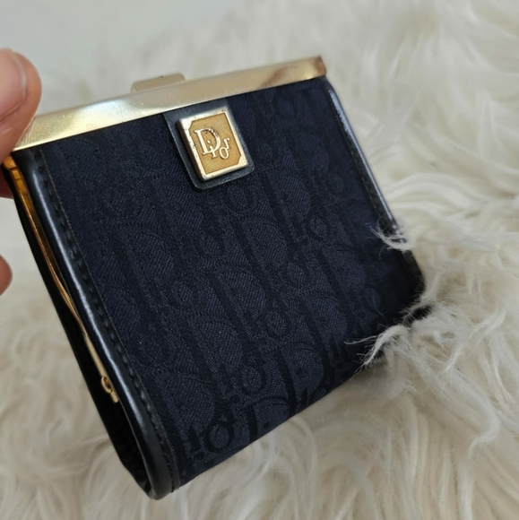 Christian Dior Trotter Logo Metal Clasp Jacquard Leather Coin Purse 💙 Vintage🌴 - Picture 7 of 14